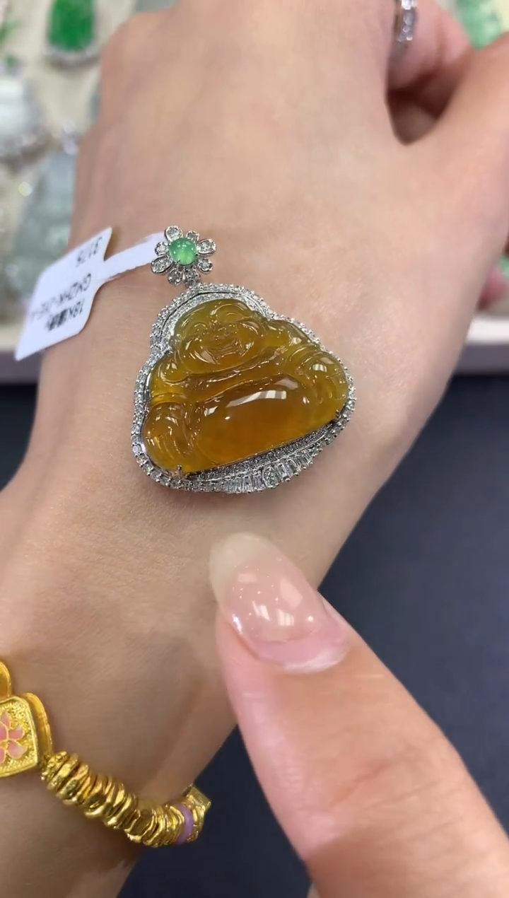 【闪购商品】翡翠吊坠(不含链)18K金镶嵌d55         
