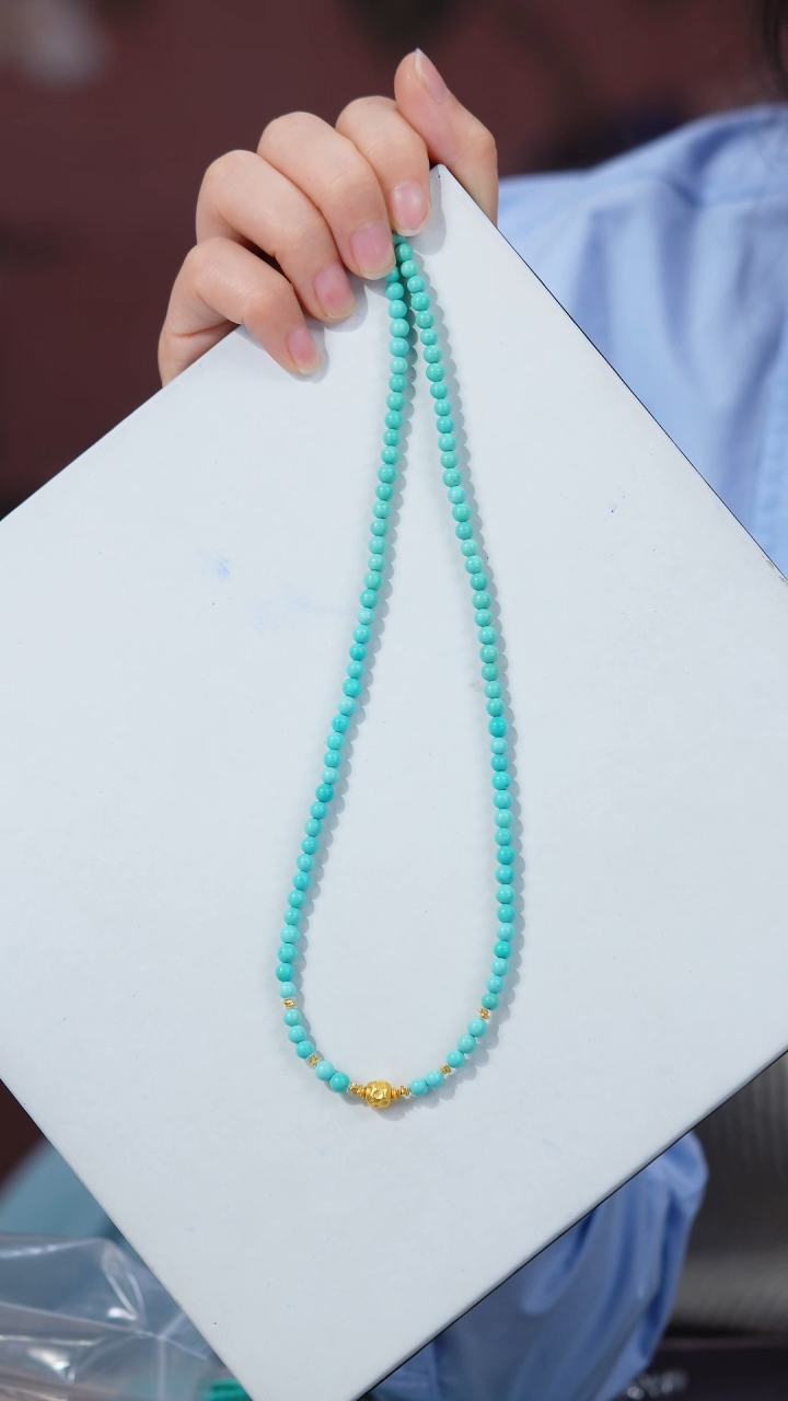 绿松石18K金镶嵌项链1