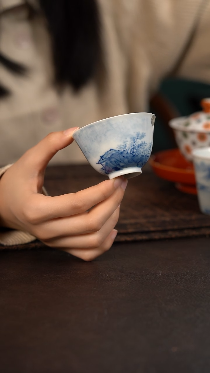 【闪购商品】杯HLX陶瓷山水撇口杯