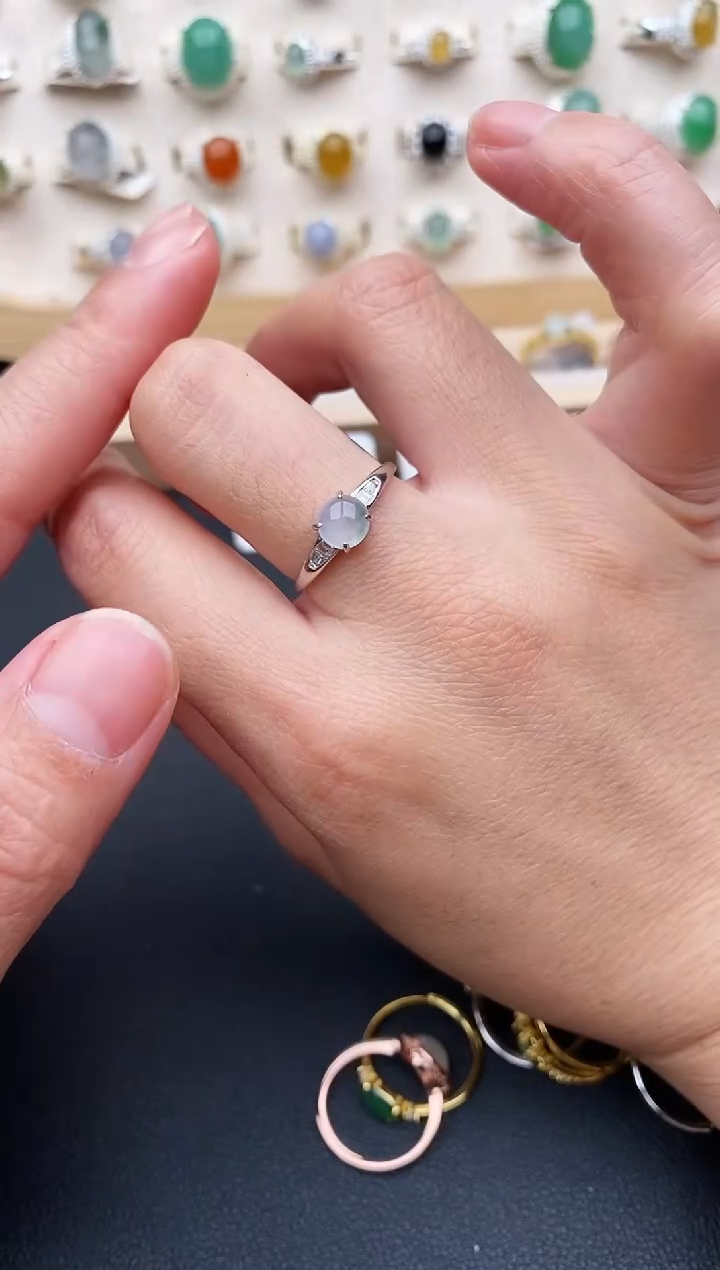 【闪购商品】翡翠戒指银S925镶嵌天然翡翠111   7+