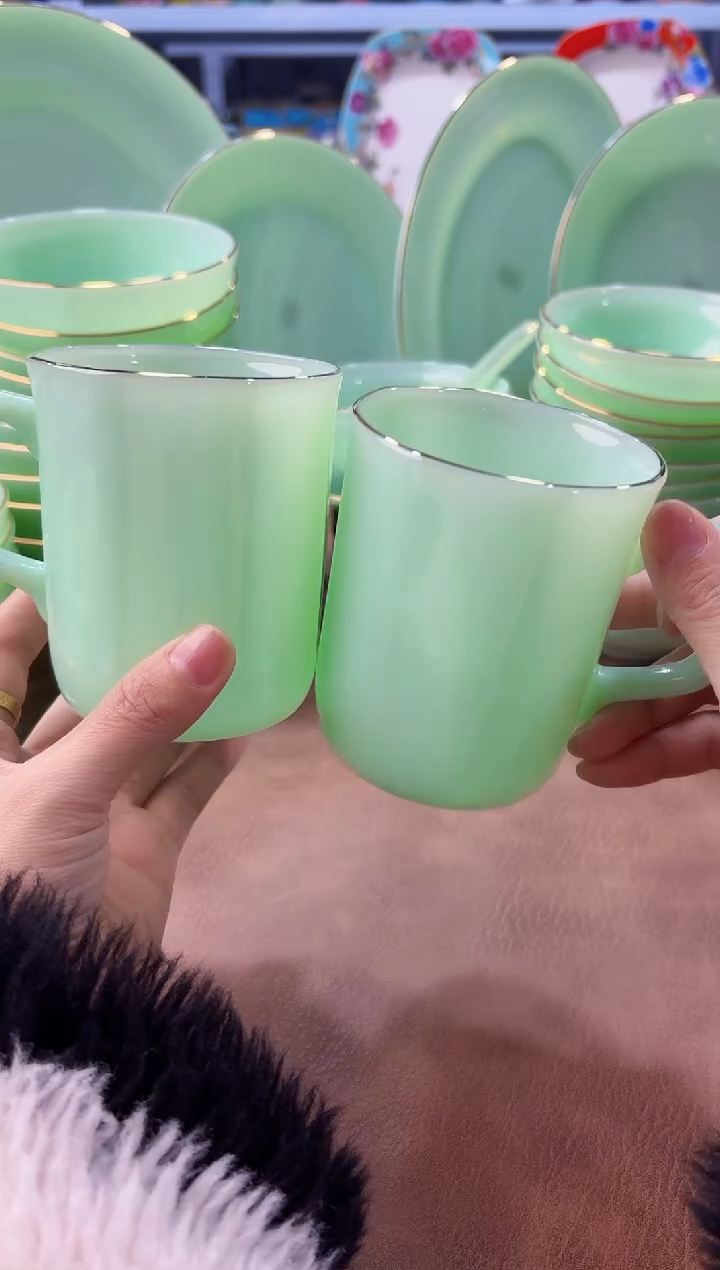 玉瓷350cc玉瓷茶杯水杯2只景德镇  