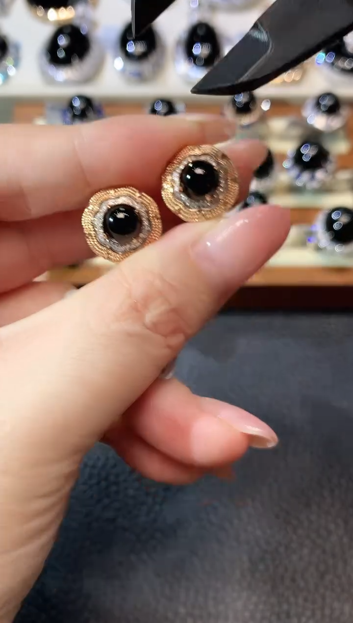 翡翠18K金镶嵌耳饰D13 多样性发货一件