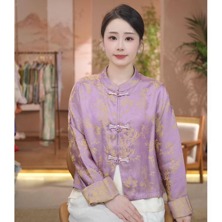 《竹影清风-外套》新中式提花国风春夏限定高级感外套