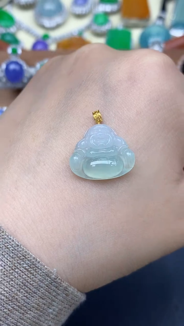 颈饰18K金镶嵌翡翠394-中国好珍宝