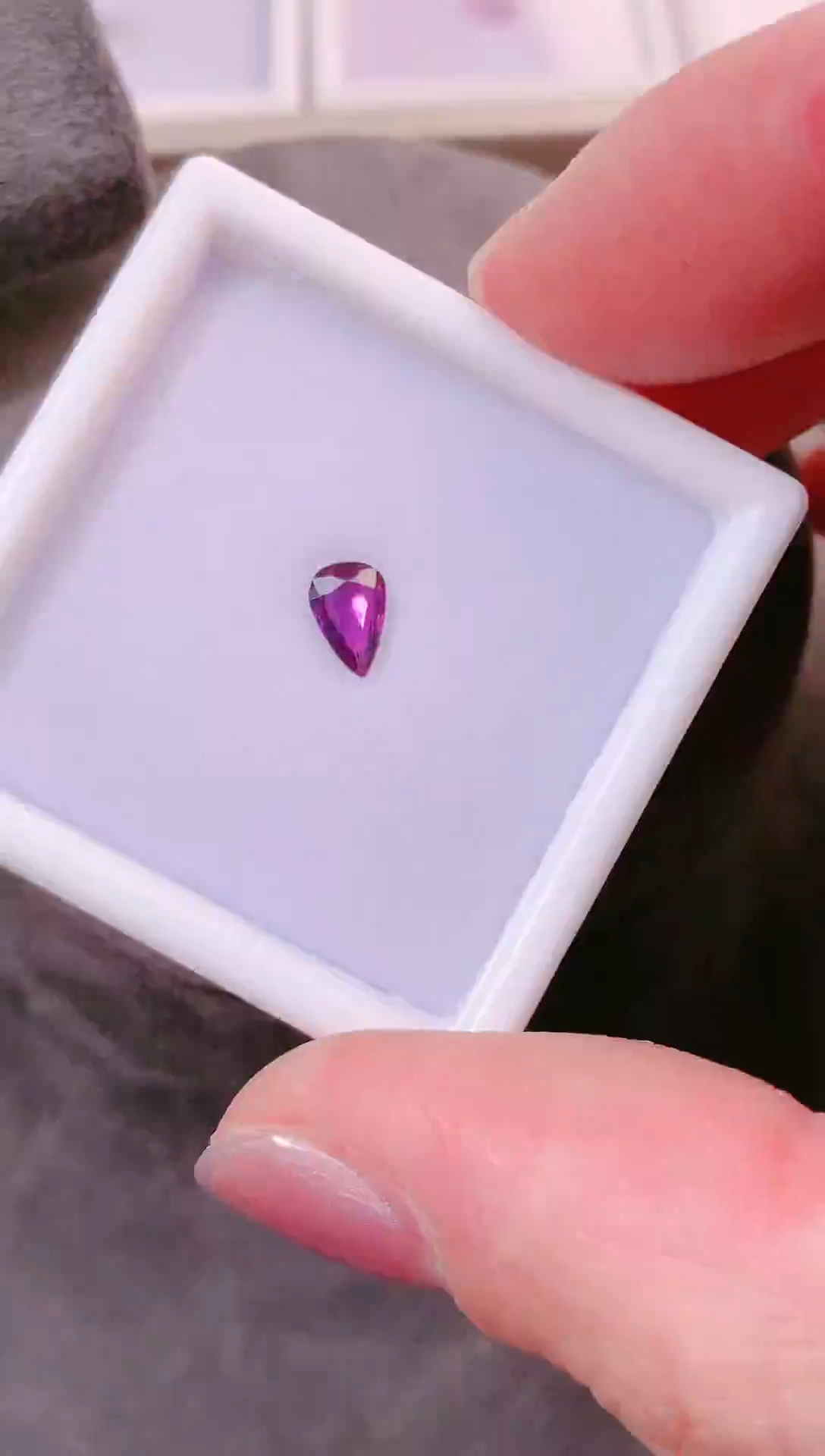 未镶嵌珠宝半成品碧玺天然紫红色卢比莱水滴