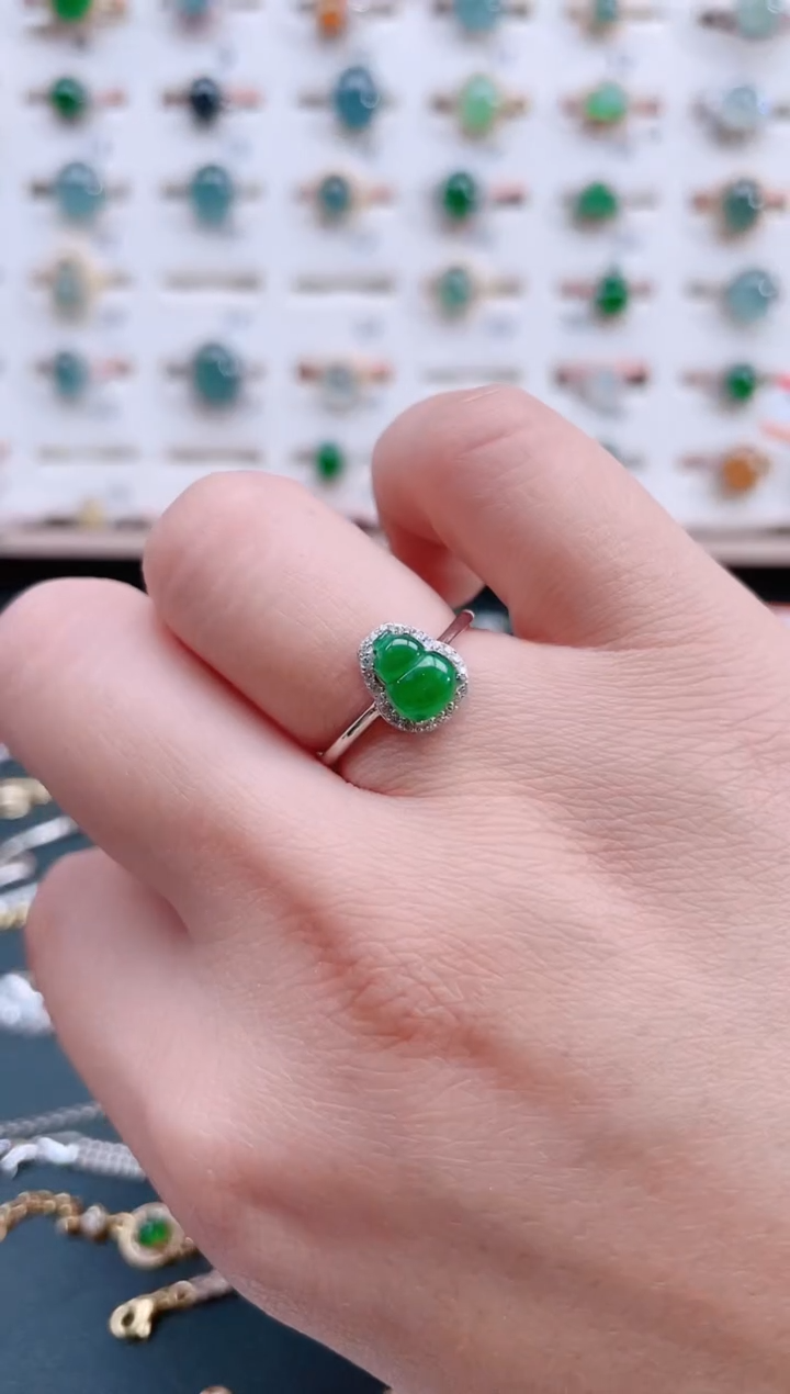 银S925镶嵌戒指翡翠天然翡翠