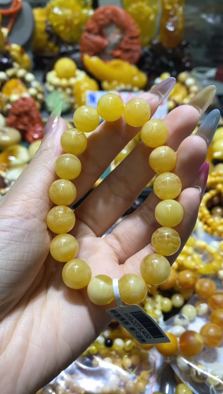 未镶嵌蜜蜡裸石虎皮细纹手串