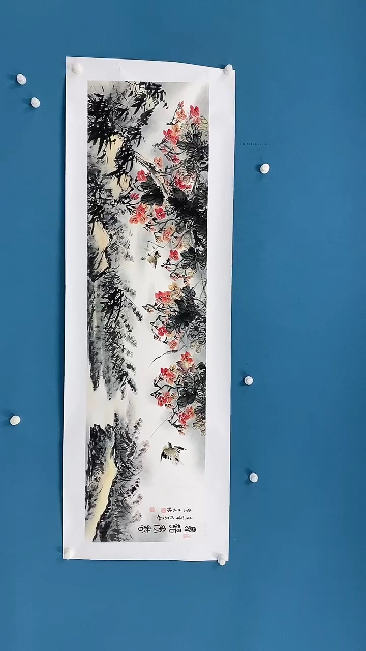 【闪购商品】国画1.14-王夫怀六尺对开花鸟48