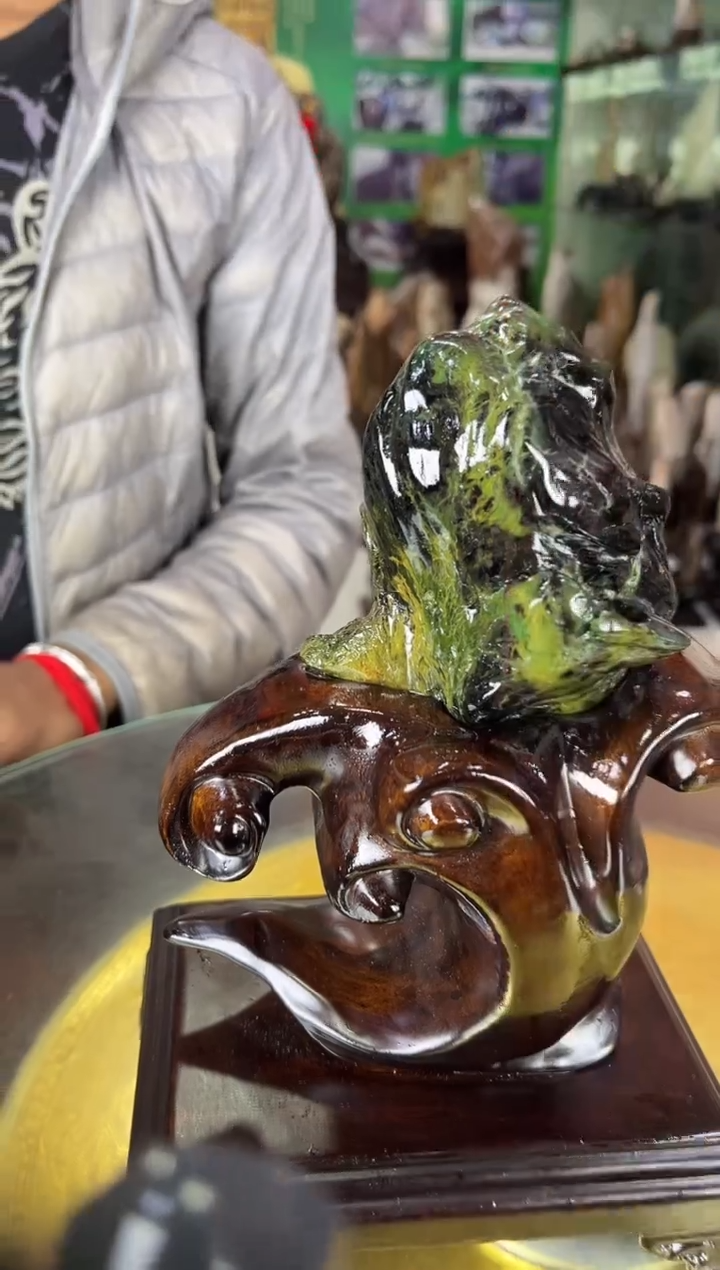 缅甸天然树化玉摆件