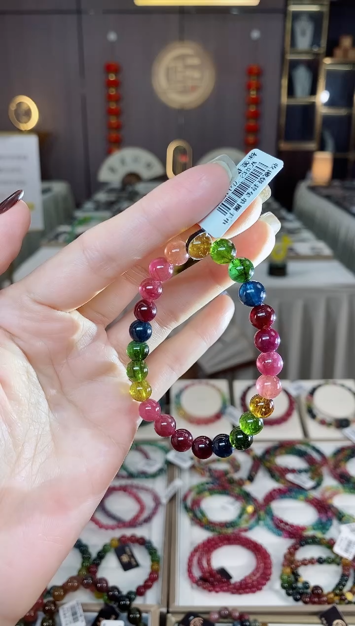 未镶嵌老矿碧玺单圈手串7mm+碧玺dan多样性发货一条