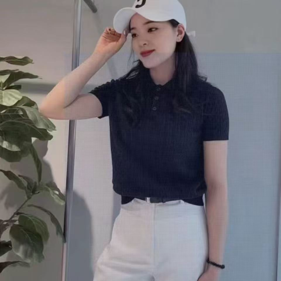 【韩丝姸艾家2025春】夏季新款POLO领减龄短袖针织韩丝姸工厂店C-31