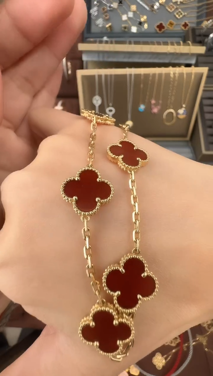 【闪购商品】玛瑙/玉髓手链18K金镶嵌红五花手链【高定版】