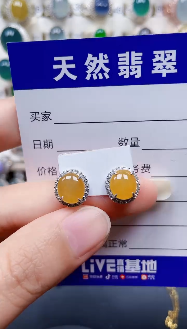银S925镶嵌翡翠耳饰139