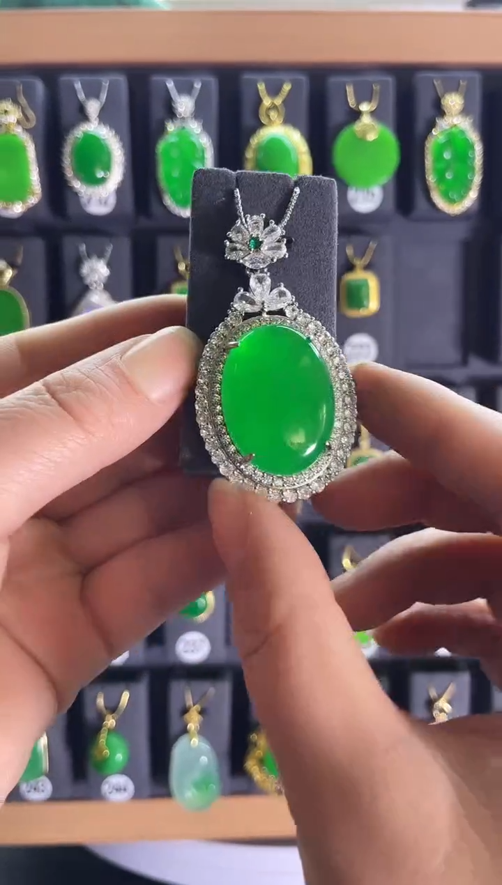 【闪购商品】翡翠耳饰银S925镶嵌新224