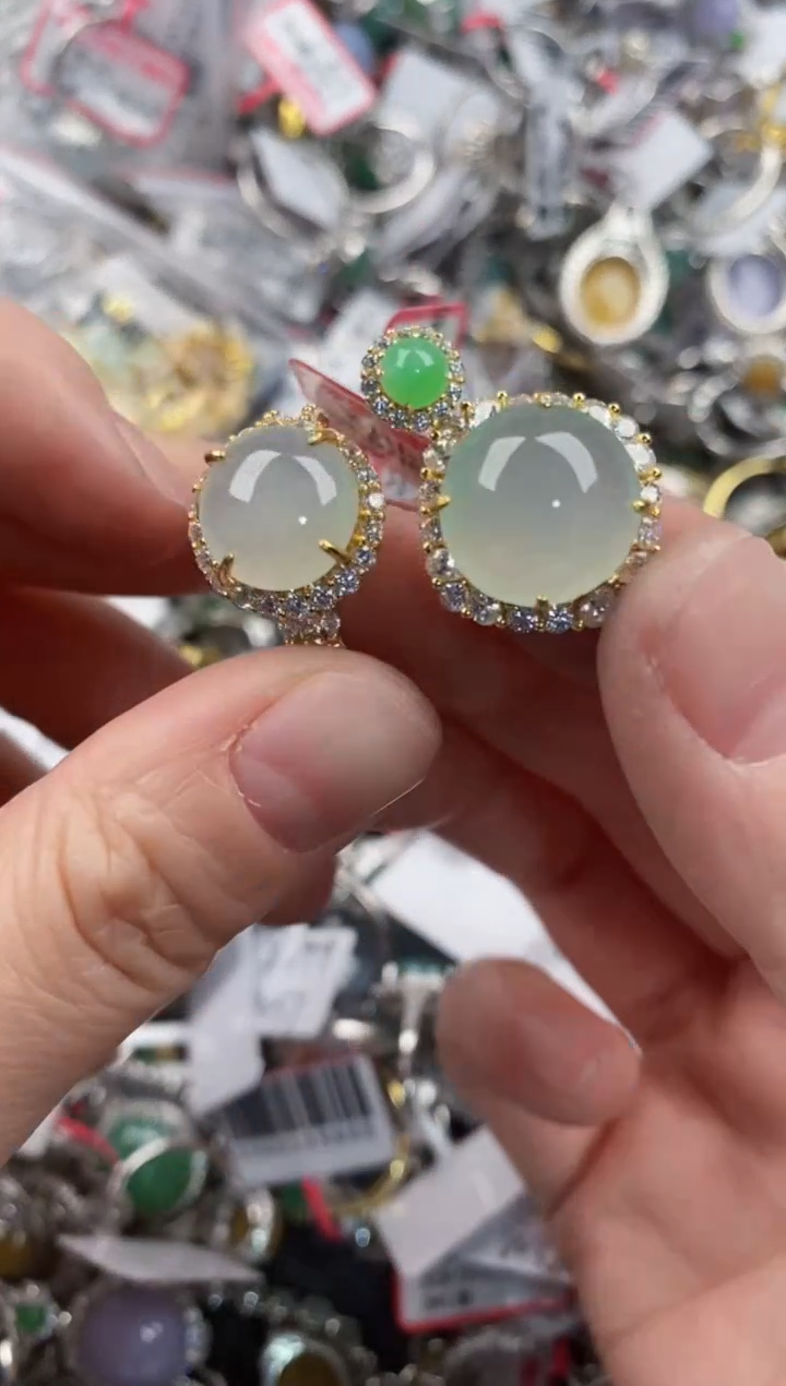 银S925镶嵌戒指翡翠444      5