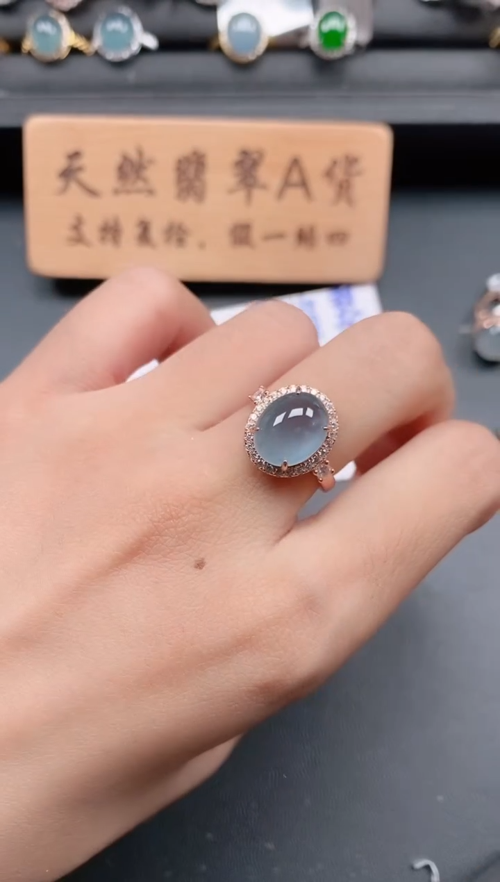 银S925镶嵌戒指翡翠1