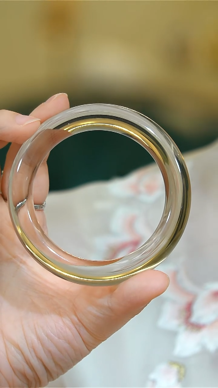 【闪购商品】水晶手镯未镶嵌茶晶圆条手镯58mm