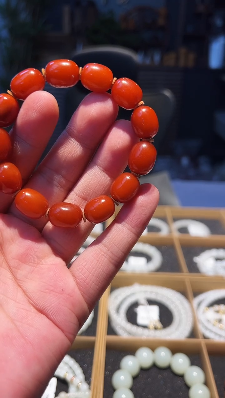 手串蜜蜡未镶嵌12+枣珠蜡