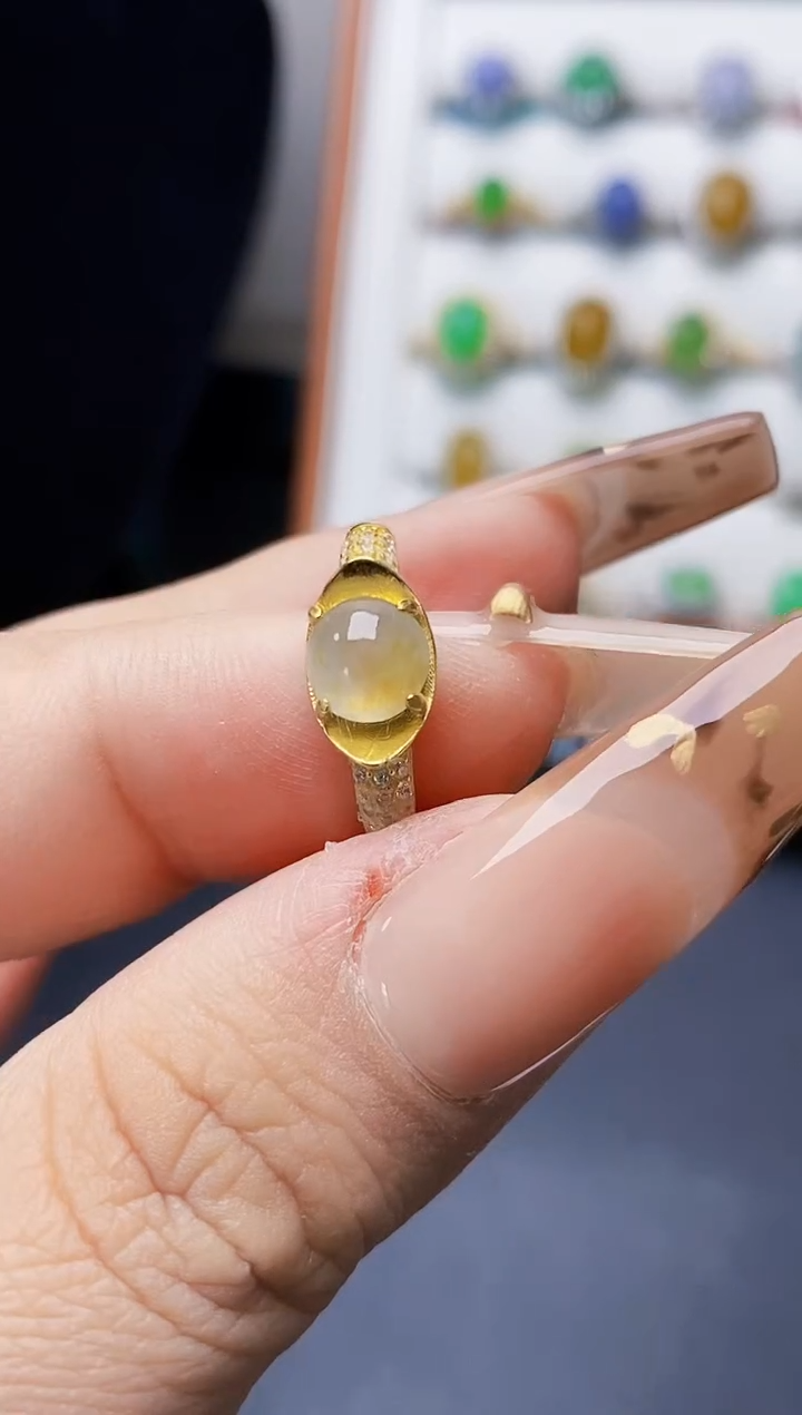 银S925镶嵌戒指翡翠0435