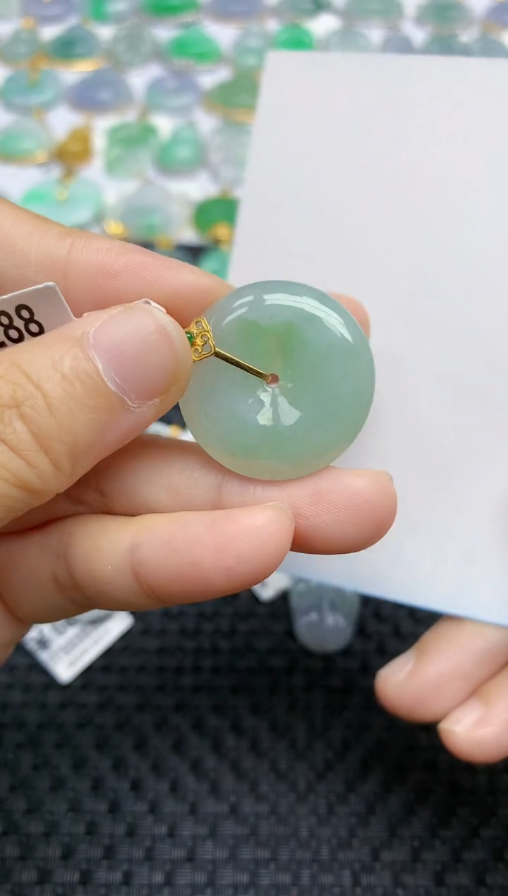 【闪购商品】翡翠挂件18K金镶嵌天然A货翡翠 52