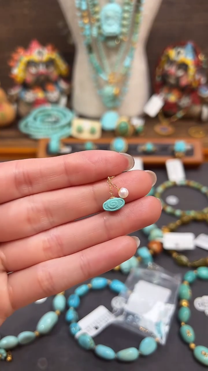 绿松石18K金镶嵌提溜绿松石提溜