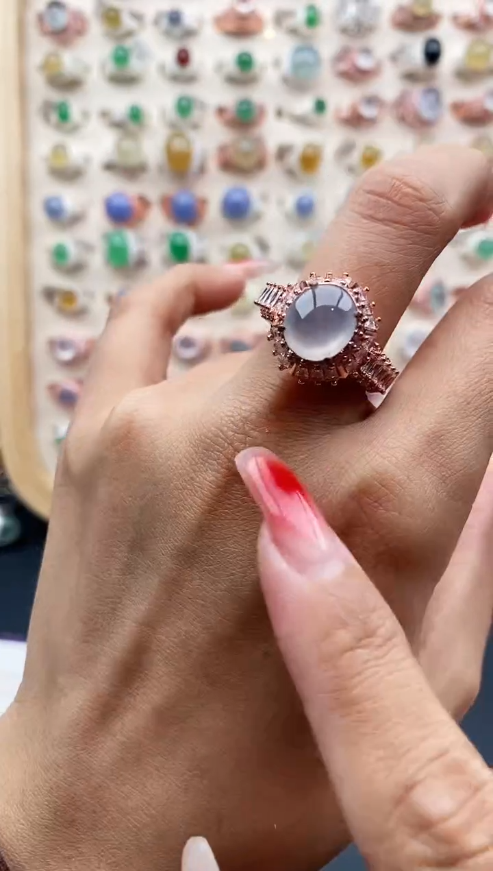 【闪购商品】翡翠戒指未镶嵌缅甸天然A货翡翠555 1+4