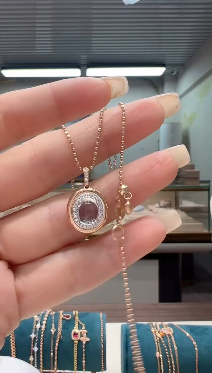 【闪购商品】海蓝宝石吊坠(不含链)18K金镶嵌海蓝宝蛋面吊坠