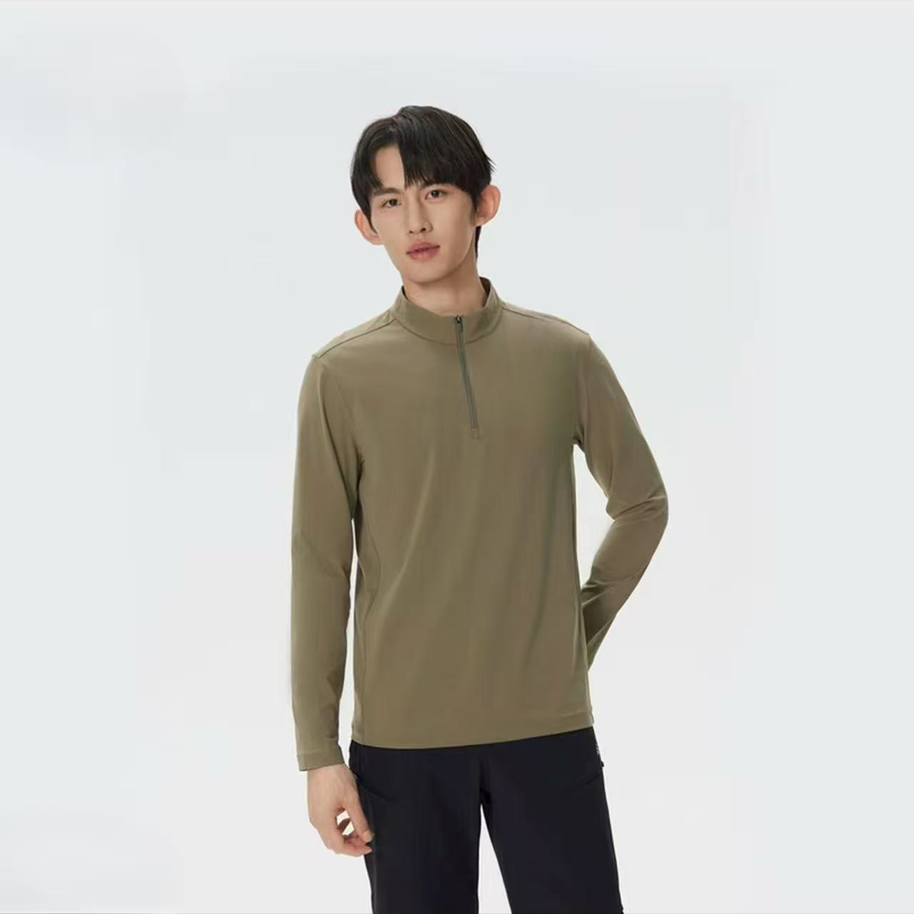 K*L情侣秋冬磨毛高品质设计立体原版半拉链打底长袖