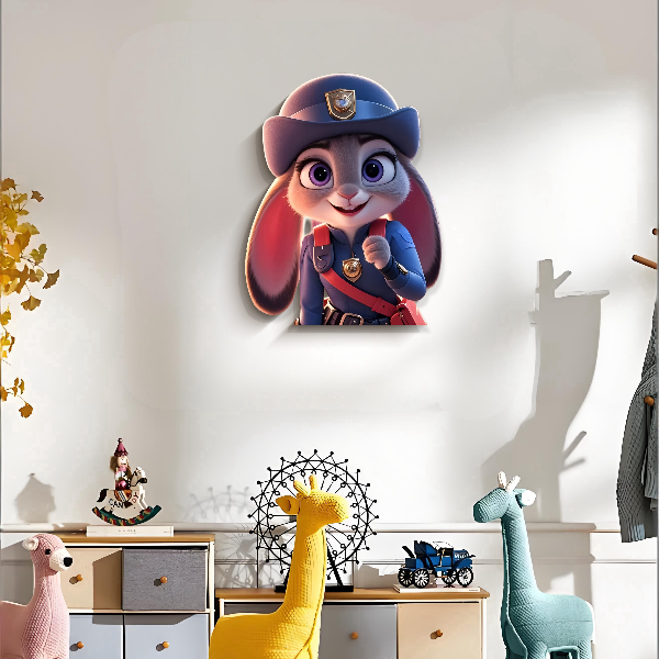 萌兔卡通奶油风房床头晶瓷装饰画高档可爱适合卧室玄关兔子3045