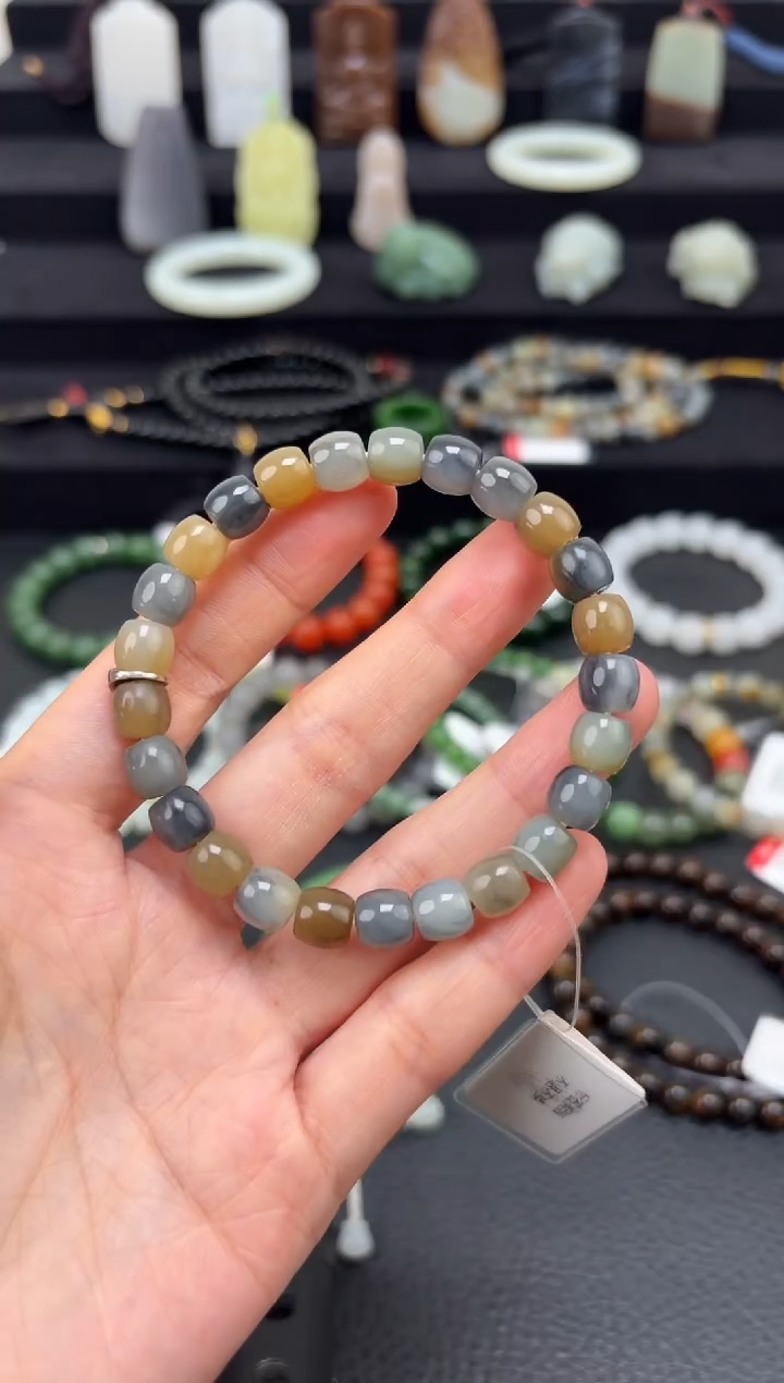 未镶嵌和田玉挂件8mm楼兰极限弧手串