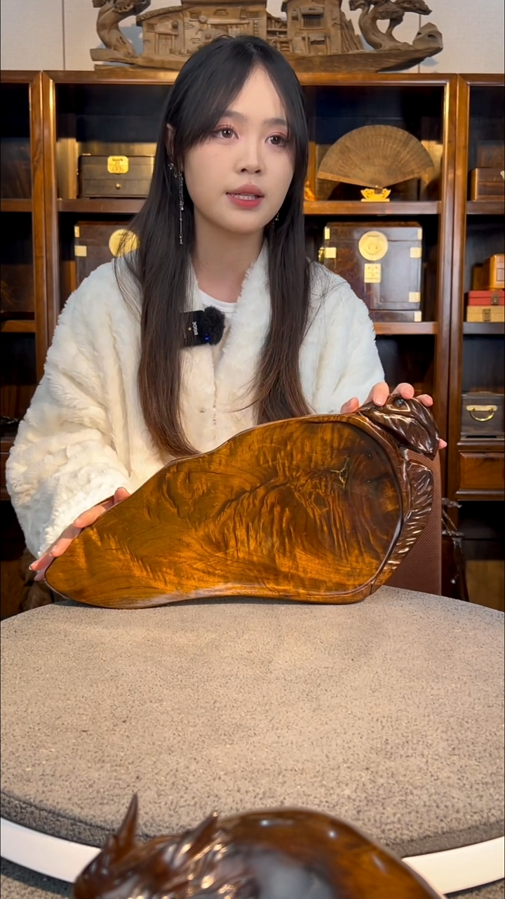 【闪购商品】金丝楠木雕满花果盘1