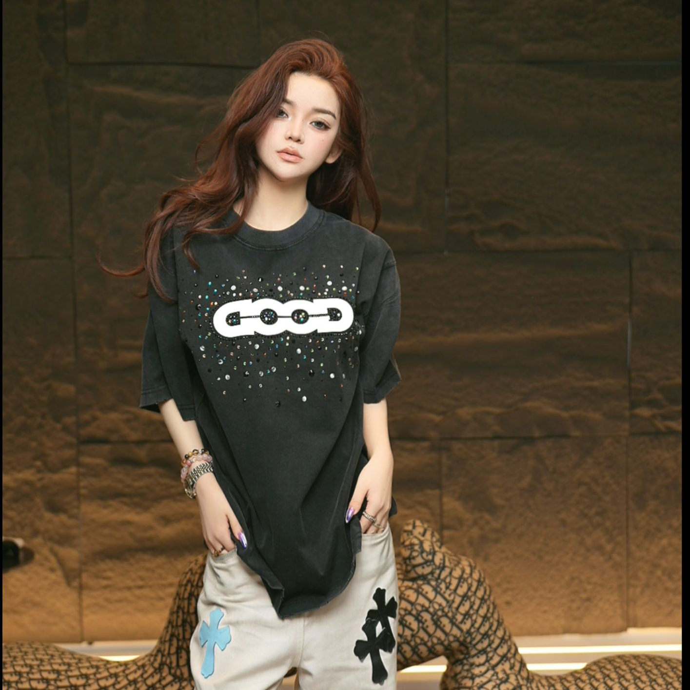 【S256173】-圆创专属-85链接-新款潮流休闲短袖