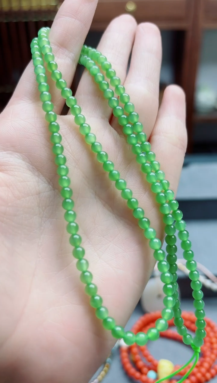 和田玉未镶嵌颈饰碧玉长串JH