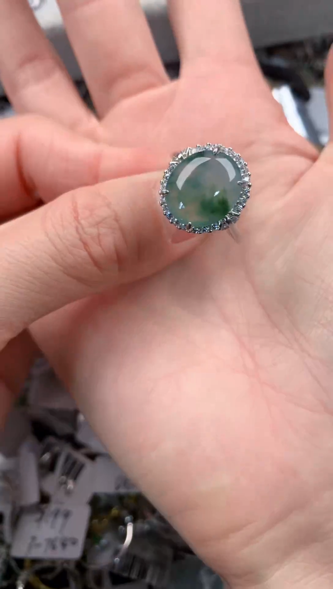 银S925镶嵌戒指翡翠777   2