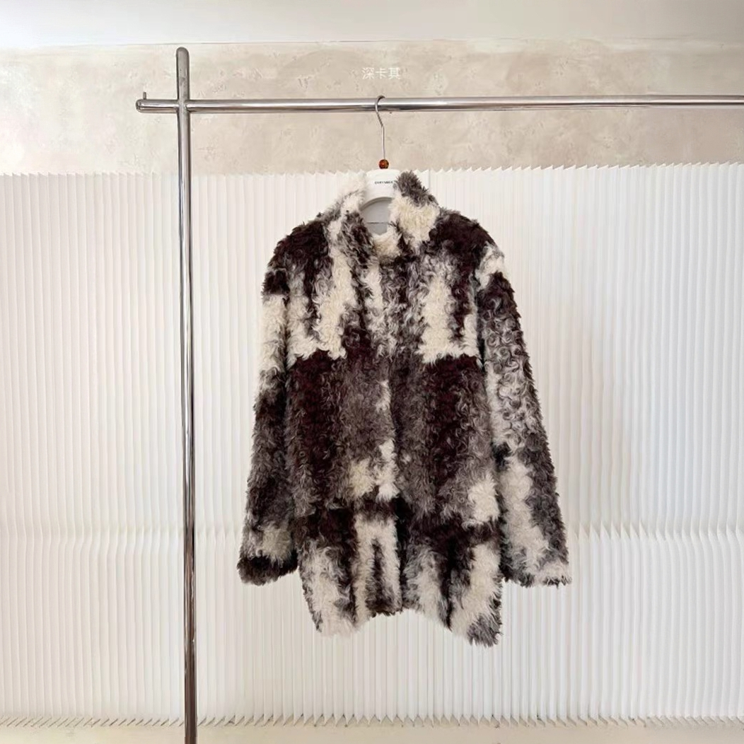 人造皮草 【大萍子家】奶牛纹环保外套女冬季立领时尚保暖3141