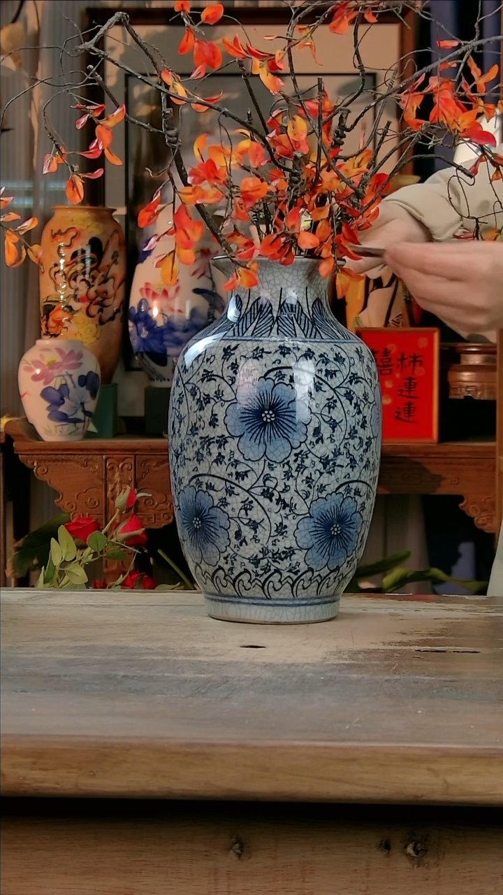 【闪购商品】瓷片景德镇纯手工釉下彩精品花瓶