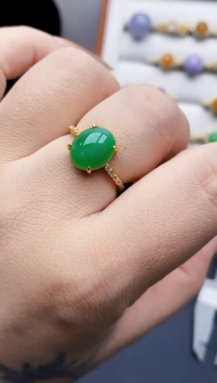 银S925镶嵌戒指翡翠3036