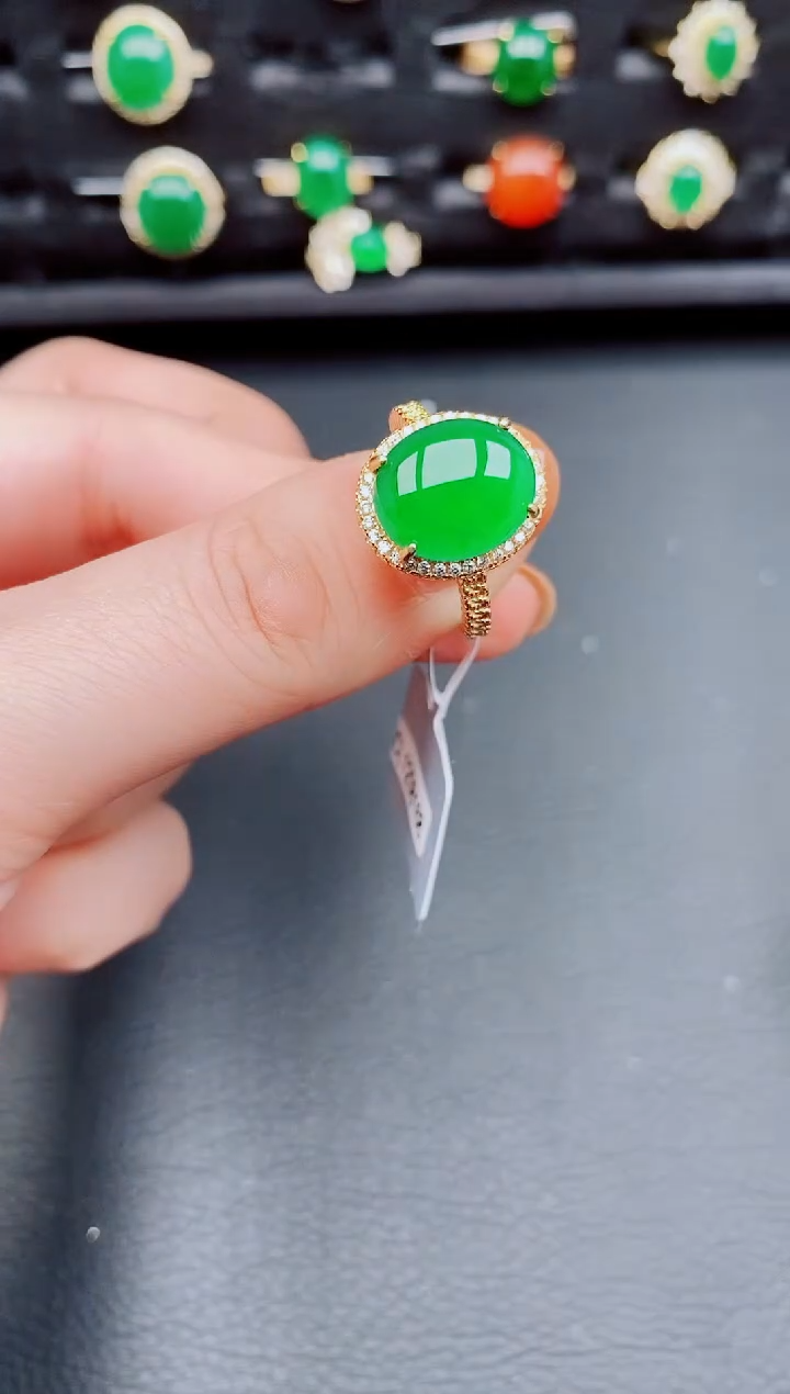 【闪购商品】翡翠戒指银S925镶嵌天然a货翡翠210