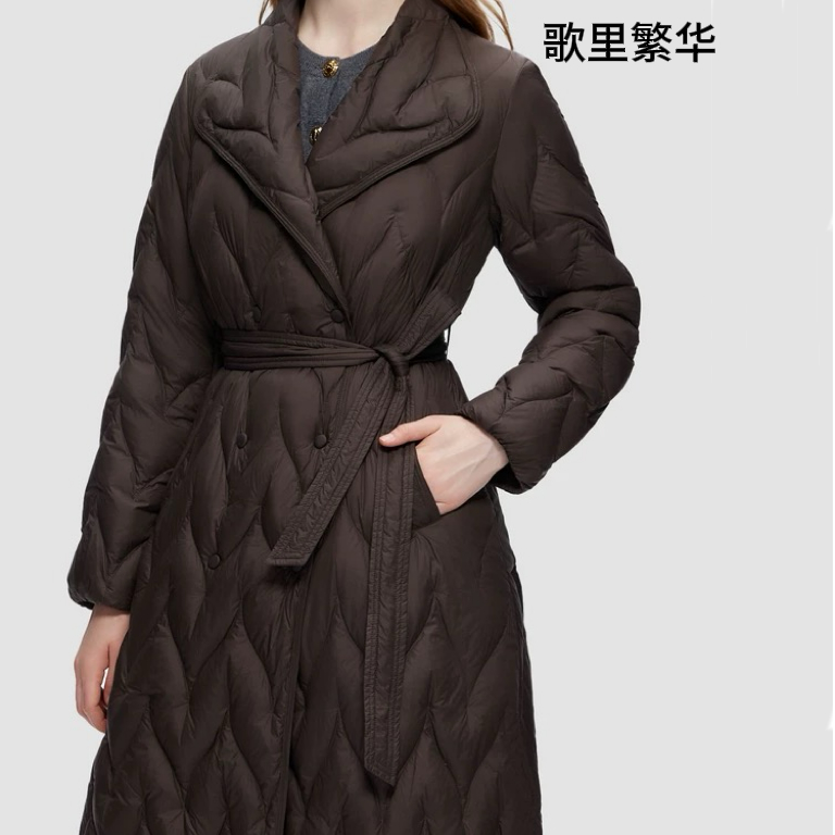 【莉莉专属】E+2024秋冬新款简约复古中长款羽绒服女0190