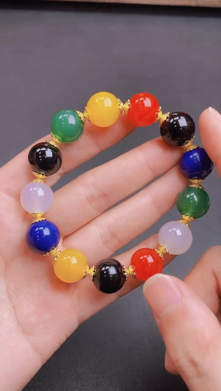 【闪购商品】玛瑙/玉髓手链未镶嵌多子多福多宝花瓣款卡14,mm