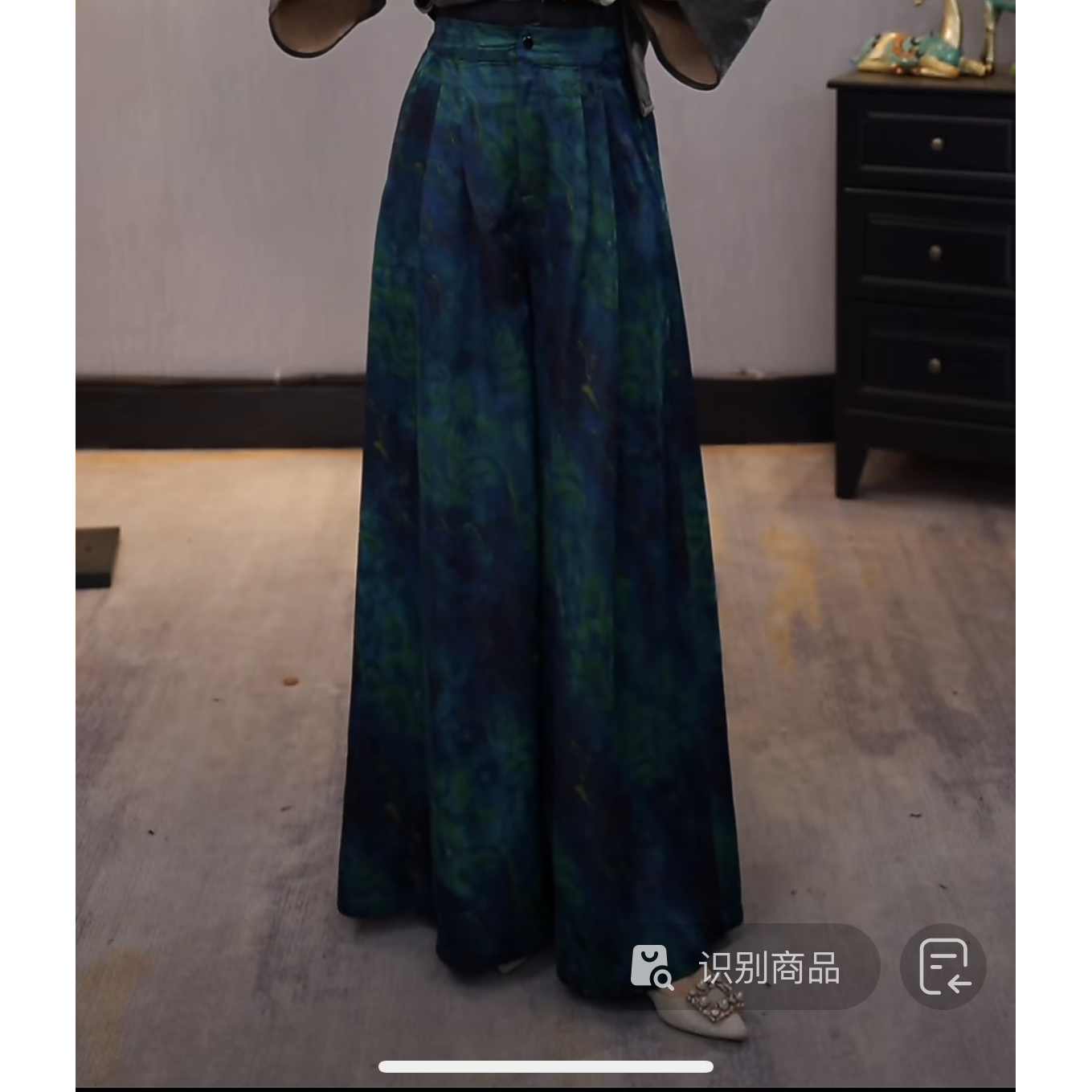 【千奈莉 爱情海】湖丝花萝显瘦时尚百搭大甩腿裤