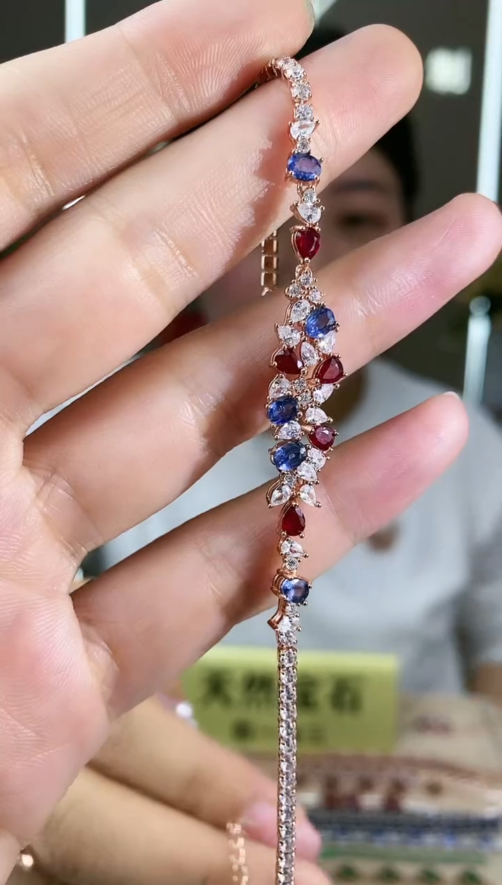 【闪购商品】红宝石手链银S925镶嵌手链