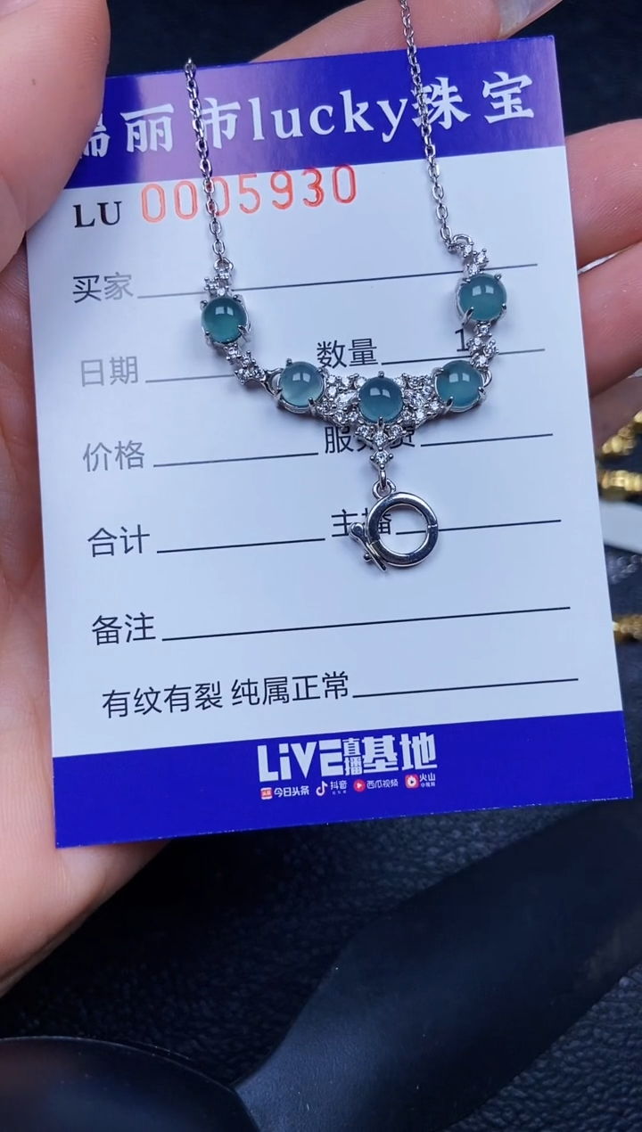 翡翠银S925镶嵌颈饰5930