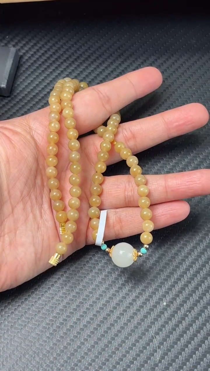 项链未镶嵌和田玉且末金山微色差妈妈链卡6m