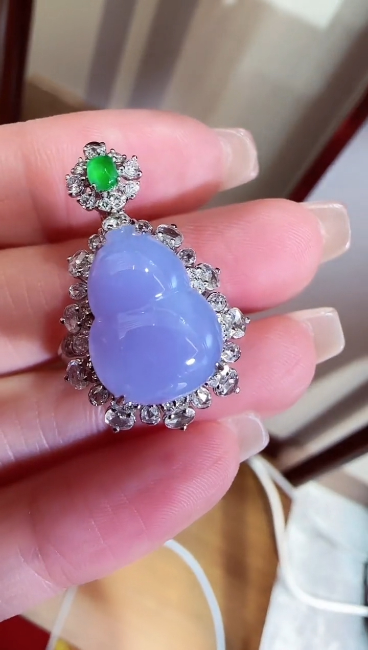 【闪购商品】翡翠吊坠(不含链)18K金镶嵌葫芦两用