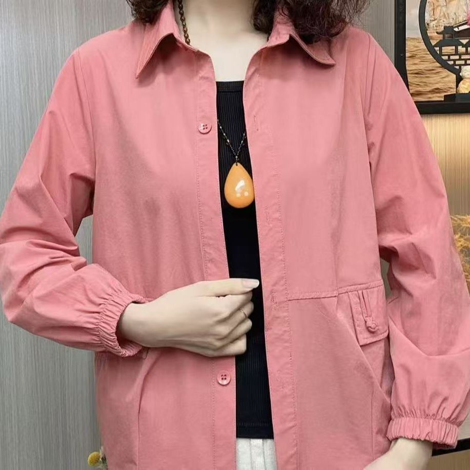 女装外套口袋秋季春季宽松型常规休闲薄款百搭中老年女装女款