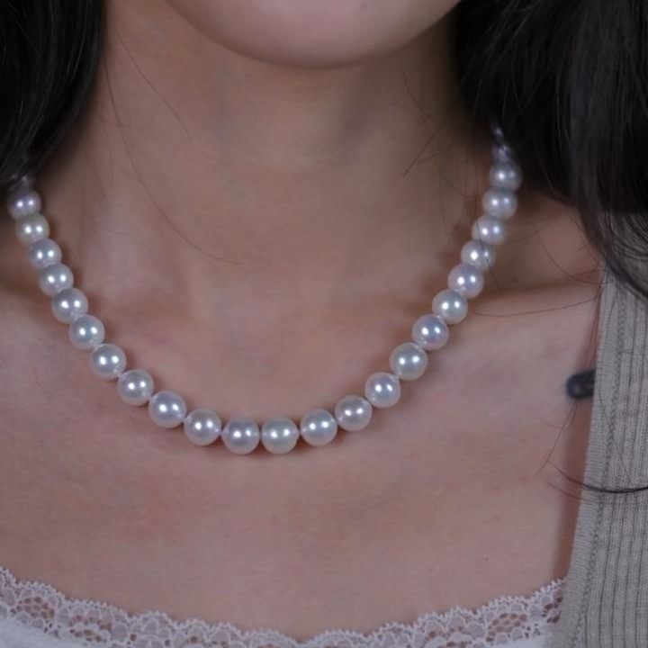 sg10206丨淡水澳白 8-10mm淡水珍珠项链 S925银