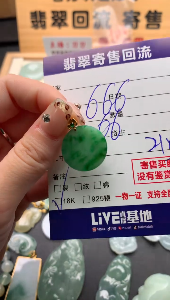 翡翠18K金镶嵌颈饰10128639