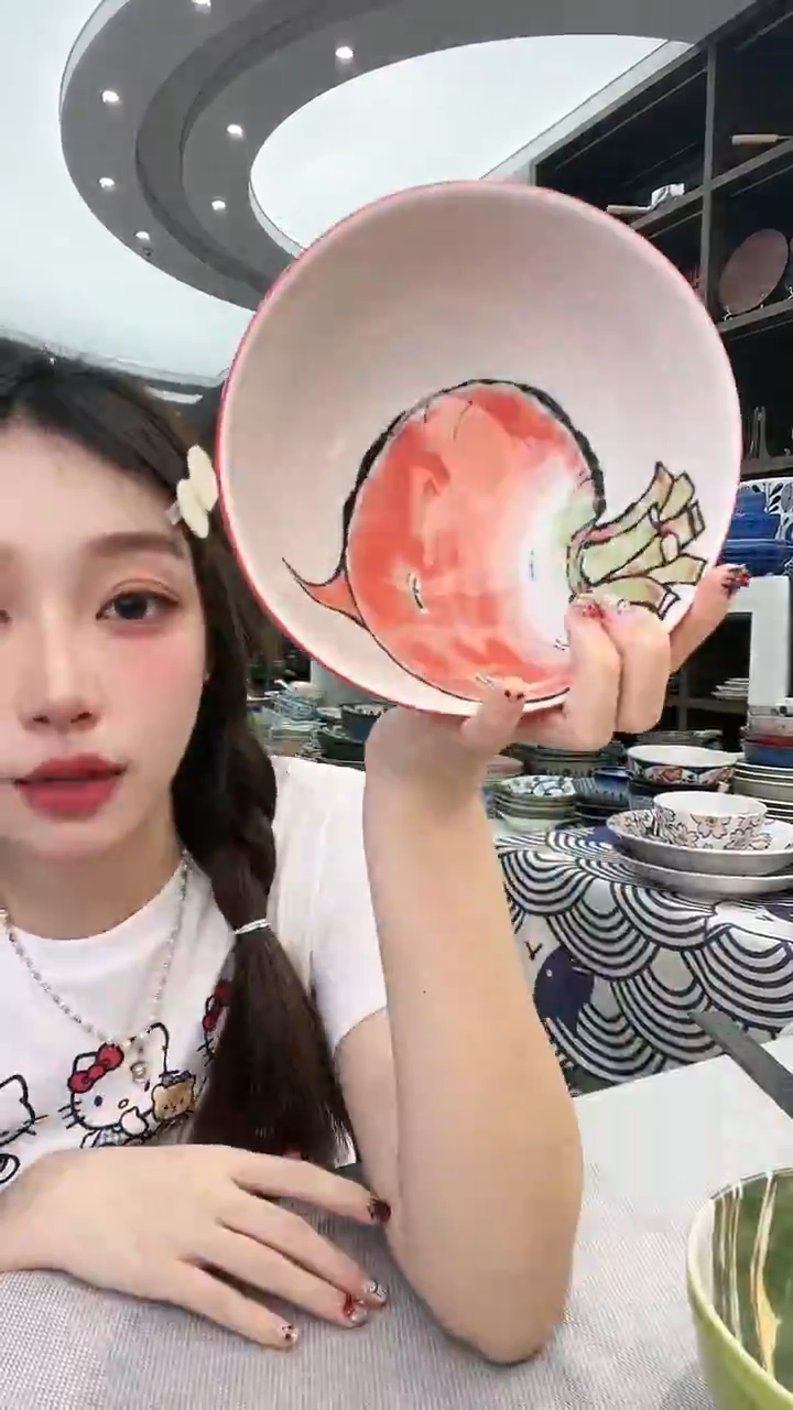 碗蔬菜面碗红色16cm 2支