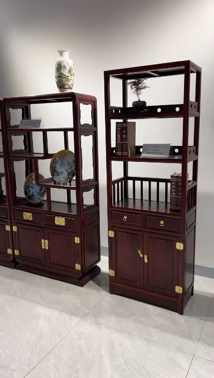 黑酸枝木类柜类家具S****心178双门双抽书架三只